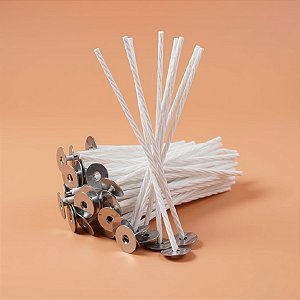 Pavio De Algodão Parafinado Com Ilhós Metálicos Para Vela - Modelo B2010 - 10cm - 1mm - 10 unidades - Rizzo