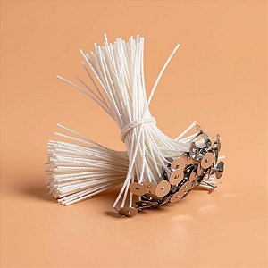 Pavio De Algodão Parafinado Com Ilhós Metálicos Para Vela - Modelo A2035 - 12cm - 2mm - 10 unidades - Rizzo