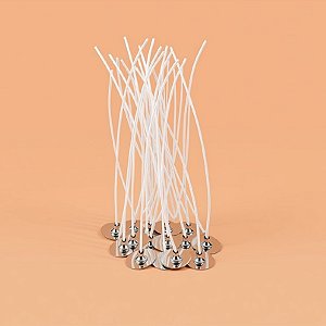 Pavio De Algodão Parafinado Com Ilhós Metálicos Para Vela - Modelo A2030 - 12cm - 2mm - 10 unidades - Rizzo