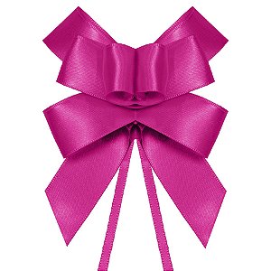 Laço Fácil de Fita de Cetim - Rosa Neon - 22mm - 5 unidades - Progresso - Rizzo