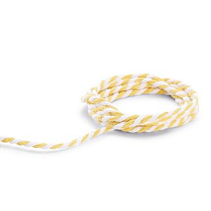 Cordão Decorativo com Listras - Amarelo/Branco - 3 cm x 500 cm - 1 unidade - Cromus - Rizzo
