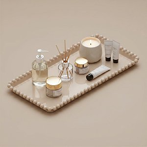 Bandeja Esfera Acrílica Durável Retangular - Bege - 25x13cm - 1 unidade - Rizzo - Rizzo