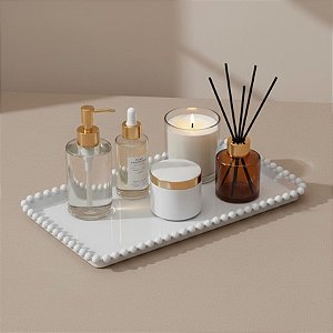 Bandeja Esfera Acrílica Durável Retangular - Branco - 25x13cm - 1 unidade - Rizzo - Rizzo