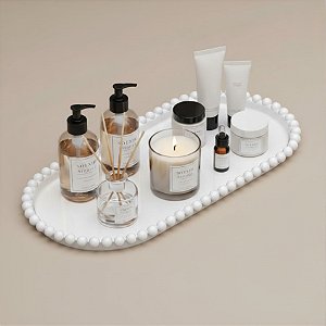 Bandeja Esfera Acrílica Durável Oval - Branco - 25x13cm - 1 unidade - Rizzo - Rizzo