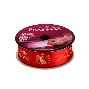 Fita de Cetim ECF005H 22mm - Cor 974 - Feliz Páscoa - Rolo 10m - 1 unidade - Fitas Progresso - Rizzo