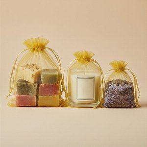 Saquinho de Organza - Amarelo - 10 unidades - Rizzo