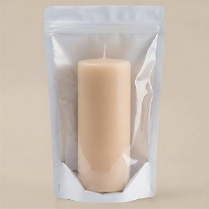Saco de Papel Branco Frente Transparente Stand Up Pouch Zip 20x30x5cm - Hermético e Impermeável Dentro e Fora - 50 un