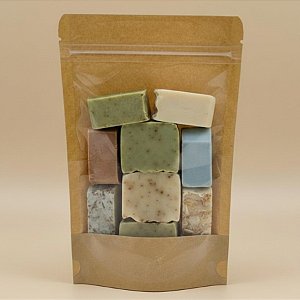 Saco de Papel Kraft Frente Transparente Stand Up Pouch Zip 20x30x5cm - Hermético e Impermeável Dentro e Fora - 50 un