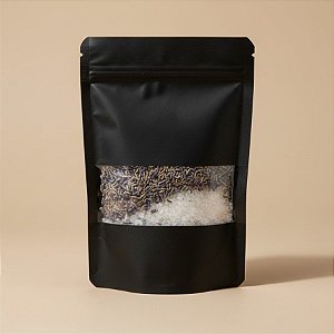 Saco de Papel Preto com Visor Stand Up Pouch Zip 10x15x3,5cm - Hermético e Impermeável Dentro e Fora - 50 un - Rizzo