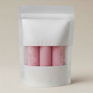 Saco de Papel Branco com Visor Stand Up Pouch Zip 20x30x5cm - Hermético e Impermeável Dentro e Fora - 50 un - Rizzo