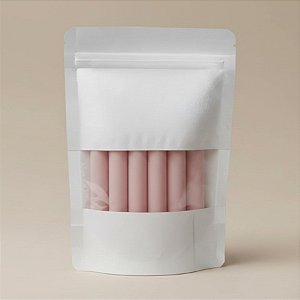 Saco de Papel Branco com Visor Stand Up Pouch Zip 15x22x4cm - Hermético e Impermeável Dentro e Fora - 50 un - Rizzo