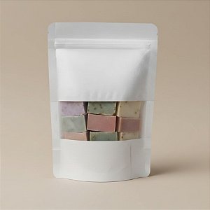 Saco de Papel Branco com Visor Stand Up Pouch Zip 12x20x4cm - Hermético e Impermeável Dentro e Fora - 50 un - Rizzo