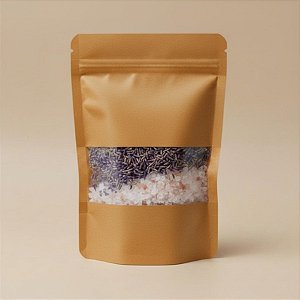 Saco de Papel Kraft com Visor Stand Up Pouch Zip 12x20cm - 50 un - Hermético Fosco p Fora Impermeável p dentro - Rizzo