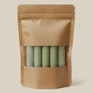 Saco de Papel Kraft com Visor Stand Up Pouch Zip 20x30cm - 50 un - Hermético Fosco p Fora Impermeável p dentro - Rizzo