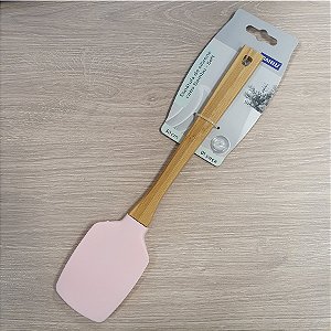 Espátula de Silicone Cabo de Bambu Soft 30 cm - Rosa - 1 unidade - Fratelli - Rizzo