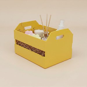 Mini Caixote de Plástico - Amarelo - 12x7cm - 1 unidade - Rizzo