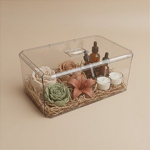 Caixa Acrilica Transparente Retangular com Tampa - 20x12x8cm - 1 unidade - Rizzo