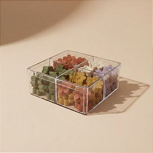 Caixa Acrilica Transparente Quadrada com Divisórias - 7x7cm - 10 unidades - Rizzo