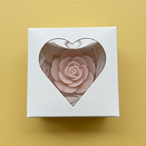 Caixa Para Doce Com Visor De Coração - 5,5x5x3cm - Branca - 10 unidades - Assk - Rizzo