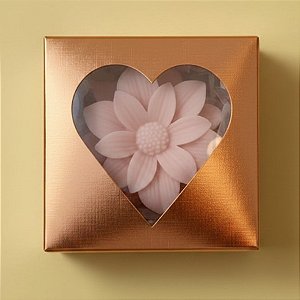 Caixa Para Doce Com Visor De Coração - 7x7x4cm - Cobre Texturizada - 10 unidades - Assk - Rizzo