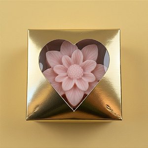 Caixa Para Doce Com Visor De Coração - 5,5x5x3cm - Ouro - 10 unidades - Assk - Rizzo