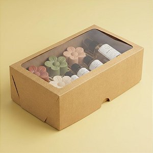 Caixa com Visor S17 (25cm x 15cm x 8cm) Kraft - 10 unidades - Assk - Rizzo