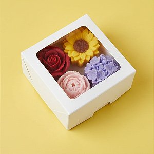 Caixa com Visor S16 (7cm x 7cm x 3cm) Branca - 10 unidades - Assk - Rizzo