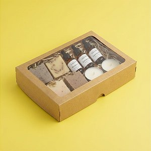 Caixa com Visor S4 (14cm x 20cm x 4cm) Kraft - 10 unidades - Assk - Rizzo