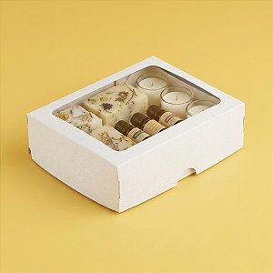 Caixa com Visor S19 (8,5cm x 12,5cm x 3,5cm) Branca - 10 unidades - Assk - Rizzo