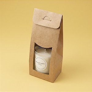 Caixa Sacolinha com Visor P - (7,5cm x 19cm x 6cm) Kraft - 10 unidades - Assk - Rizzo