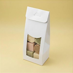 Caixa Sacolinha com Visor G (12cm x 23m x 6cm) Branca - 10 unidades - Assk - Rizzo