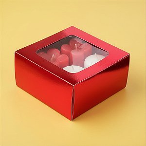 Caixa Gaveta com Visor Nº1 (8cm x 8cm x 4cm) Vermelha - 10 unidades - Assk - Rizzo