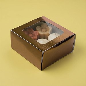 Caixa Gaveta com Visor Nº1 (8cm x 8cm x 4cm) Bronze - 10 unidades - Assk - Rizzo