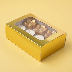 Caixa Gaveta com Visor Nº2 (8cm x 12cm x 4cm) Dourada - 10 unidades - Assk - Rizzo