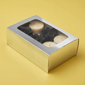 Caixa Gaveta com Visor Nº2 (8cm x 12cm x 4cm) Prata - 10 unidades - Assk - Rizzo