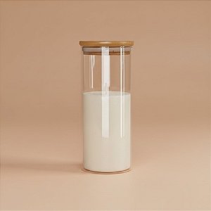 Pote De Vidro Hermético Com Tampa De Bambu - 4,5x12,5cm - 200ml - 1 unidade - Rizzo