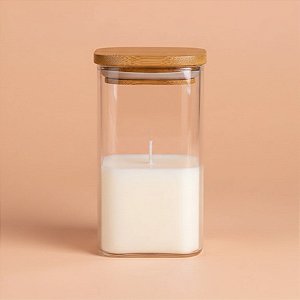 Pote De Vidro Hermético Com Tampa De Bambu - 6x12,5cm - 300ml - 1 unidade - Rizzo