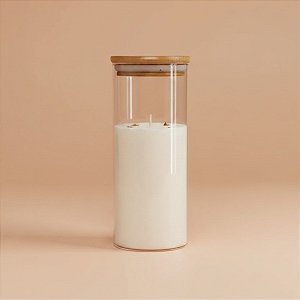 Pote De Vidro Hermético Com Tampa De Bambu - 16x7cm - 390ml - 1 unidade - Rizzo