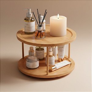 Organizador Giratório Dois Andares Bambu Rotate - 22,8x17,2cm - 1 unidade - Rizzo