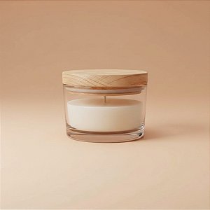 Pote De Vidro Para Vela Com Tampa De Madeira - 150ml - 1 unidade - Rizzo