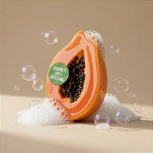 Sabonete Artesanal com Cheiro e Formato de Mamão Papaya - 7x10cm - 1 unidade - Rizzo