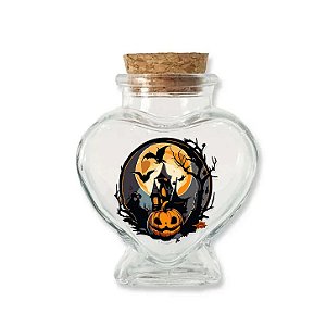 Kit Potinho de Vidro Coração de Halloween com Rolha 70ml - 6cm x 7cm - 24 unidades - Rizzo