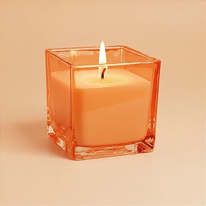 Pote de Vidro Âmbar Quadrado para Vela - 6x6cm - 1 unidade - Rizzo - Rizzo