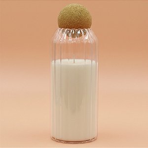 Pote de Vidro Canelado com Tampa Esfera - 9x20cm - 990ml - 1 unidade - Rizzo