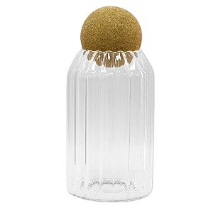 Pote de Vidro Canelado com Tampa Esfera - 9x20cm - 990ml - 1 unidade - Rizzo