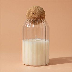 Pote de Vidro Canelado com Tampa Esfera - 9x15cm - 690ml - 1 unidade - Rizzo