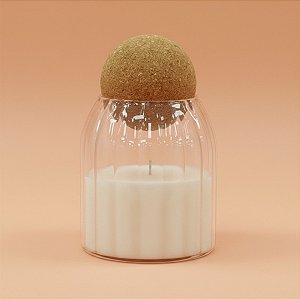 Pote de Vidro Canelado com Tampa Esfera - 9x10cm - 400ml - 1 unidade - Rizzo