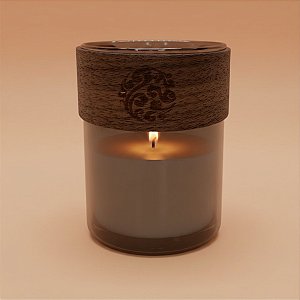 Pote de Vidro com Detalhe em Madeira - 6,5x8,5cm - 220ml - 1 unidade - Rizzo