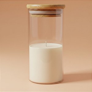 Pote de Vidro Hermético com Tampa de Bambu - 6x12cm - 250ml - 1 unidade - Rizzo
