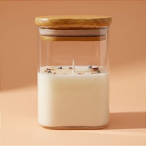 Pote de Vidro Hermético com Tampa de Bambu - 8x15cm - 690ml - 1 unidade - Rizzo